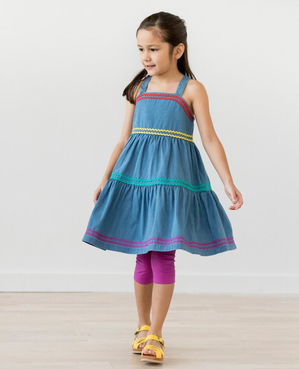 Hanna Andersson Ric Rac Dress - Light-Medium Wash Chambray - Size 4